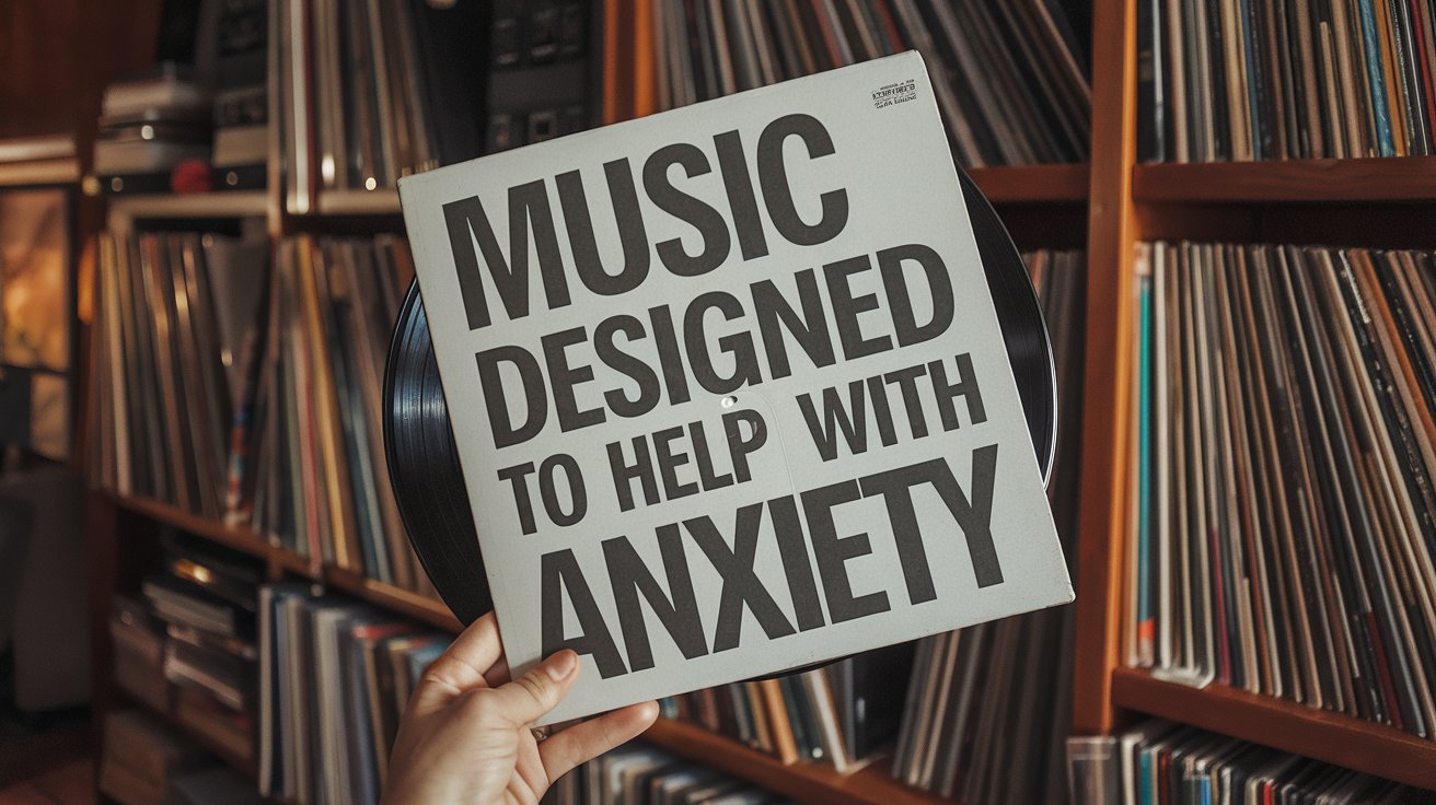 A Photo Of A Vinyl Record With The Text Music Designed to help with anxiety